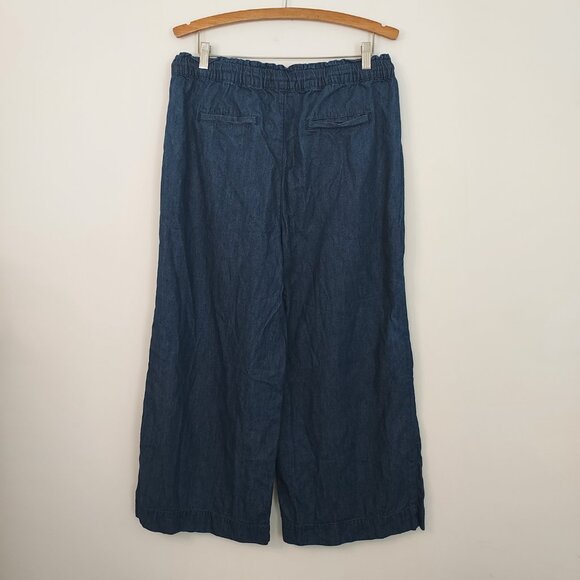 Loft Wide Leg Pull On Drawstring Denim Pants Size Large - Picture 2 of 13